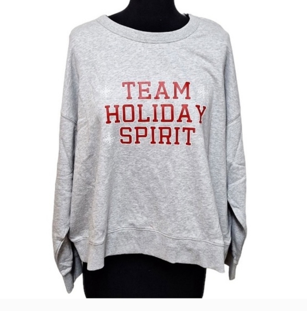 Wondershop Woman's "Team Holiday Spirit" Gray Sweatshirt - Picture 2 of 7